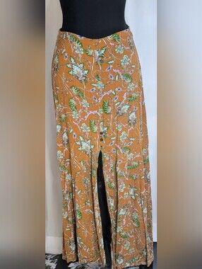 Earthbound Trading Co Boho Floral Button Front Maxi Skirt S